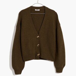 Madewell Heather Elm Green Shelley Knit Wool-Blend Cardigan Size XS